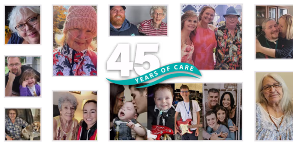 Photos of people helped by ProResp with 45 years of care logo
